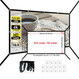 16: 9 portable foldable white soft screen, 60-150 inch high-definition wall mounted extended projection screen