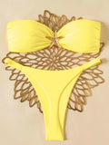 Sexy Bandeau Bikini Set 2026 Women Coffee Starfish Ornament Push Up Thong Swimsuit Brazilian Beach Bathing Suit Micro Swimwear