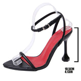 Sexy Black Pointed Toe High Heel Sandals Women 2026 Summer Ankle Buckle Stiletto Heels Shoes Woman Plus Size Gladiator Sandalias
