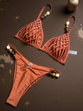 New Bandage Stripes Brazilian Bikini Swimwear Women's Swimsuit Two Piece Set Female Sexy Lace up Mujer Beachwear Summer