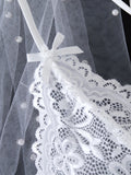 White Embroidered Lace Falafan Dress Set - Sexy Lingerie for Women - Sexy Bra Set with Strap Design on the Back 21077