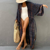 New 10 Colors Printed Long Sleeve With Belt Tunic Beach Cover Up Cover-ups Beach Dress Beach Wear Beachwear Female Women V4521