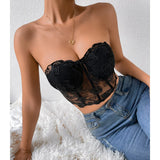 Phantasy Sexy Lace See through Crop Top Women Fashion Floral Embroidery Black Tank Top Night club Dress up 2026 Summer Outfit