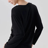 Women's Slimming Long-Sleeved Yoga Suit Sports T-Shirt with Drawstring Waist for Pilates Outdoor Fitness Training