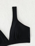 2026 High Waist Bikinis Women V-neck Swimwear Female Sexy Strappy Swimsuit Solid Bathers Bathing Swimming Swim Suit Beachwear