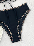2026 Leopard Bikinis High Waist Swimsuit Women Tie Front Strappy Swimwear Female Beachwear Bathers Bathing Swimming Swim Suit