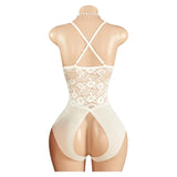 Woman Crotchless Lingerie Bodysuit Erotic Lace Mesh Underwear Babydoll Dresses Sexy Pajamas See Through Jump Suit Desire Costume