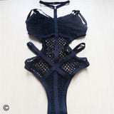 XS - 5XL Plus Size One Piece Swimsuit Female Women Bather Bathing Suit Swim Sheer Knit Fish Net Mesh Large Size Swimwear K536C