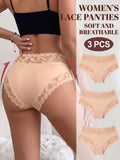 3PCS/Set Women's Sexy Lace Panties High Waist Hollow Out Briefs Breathable Underwear Female Elastic Soft Lingerie XS-XXL