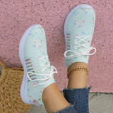 Fashion Printed Breathable Sneakers Women Thick Bottom Knitted Walking Shoes Woman Hollow Out Slip On Sports Shoes Female 35-43