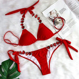 6 Colors Sexy Bikini Women Swimwear Swimsuit Push Up Shiny Crystal Diamond Chain Bikinis Set Bathing Suit Maillot De Bain Femme