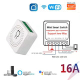 Mini 16A WiFi Switch Works with Tuya Smart Life App 2 Way Control Smart Home Automation Module Interruptor Work for Alexa Google