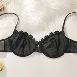 Women's Lingerie sexy bra polka dot thin style translucent flower sweet style lingerie push up braissereMR2639