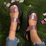Fashion Trend Women Summer Platform Sandals Bling Style Slip-on Shoes Soft EVA Light Weight Girls Student Street Beach Sandalias