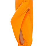 Hip Hop Style Yoga Dance Pants Women Harem Pants High Waist Side Slit Design Wide Leg Casual Trousers Solid Color