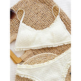 Frilled Ruffled Wrinkled Mid Waist Bikini Women Swimwear Female Swimsuit Two-pieces Bikini Set Bather Bathing Suit Swim V5844
