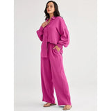 2026 Spring and Summer Casual Suit New Fashion Suit Loose Casual Top Wide Leg Pants Two-piece Set for Women