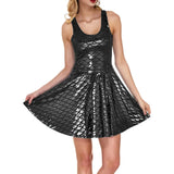 Cocktail Dress Womens Glitter Costume Party Dresses Swing A Line Metallic Shiny Festival Outfit Cosplay Fish Scale Vestidos
