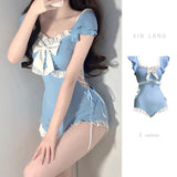 Female One-piece Swimsuit, Cute Girl, Conservative Coverage, Slimming Effect, Instagram Style New Vacation Hot Spring Swimsuit