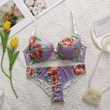 Hot Selling High-quality Multi-color Lingerie 2-piece set For Women's Underwear Beautiful Print Push Up Bra Beach party bikini