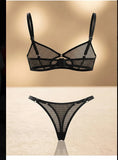 French Style Sexy Embroidered Transparent Underwear Set V-Neck Design Anti-Sagging Breathable Bra And Panties Ensemble