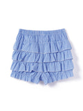 Women’s Layered Ruffle Bloomer Shorts Elastic Waist Little Bow Front Plaid Print Shorts Summer Bottoms