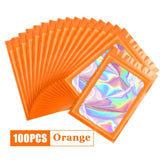 100Pcs Holographic Ziplock Bag Plastic Laser Iridescent Zip Bags for Manicure Eyelash Display Earrings Ring Jewelry Stoage Bags