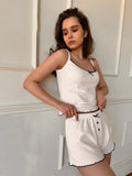 Summer cotton pajamas set camisole shorts can be worn as home clothes