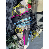 Splicing Wrap Around Bandage Halter Bikini Female Swimsuit Women Swimwear Two-Pieces Bikini Set Bather Bathing Suit Swim V3882