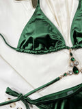2026 New Sexy Bikini Green Diamond Rhinestone Swimwear Swimsuit Women Halter Bikinis Set Bathing Suit Beach Bikini Luxe Female