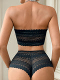 New product: Blue no steel ring strapless lace 2-piece party beach women's underwear set that can be worn outside J3440