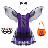 Kids Vampire Costume Gothic Halloween Dress with Accessories