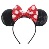 Disney Mickey Mouse Ears Leopard Print Headbands for Girls Baby Women Sequins 5"Bows Hair Accessories Adults Hairbands Kids Gift