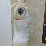 Fashion Satin Deep V Neck Vest Women Summer Solid Color Sleeveless Lace Trim Tie Shoulder Satin Tank Tops