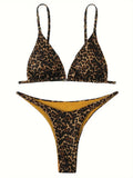 High Cut Micro Bikini Women Brown Leopard Bandage Push Up Bra Swimsuit Sexy Bathing Suit Padded Thong Swimwear Biquini 2026