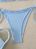 Halter Triangle String Bikinis 2026 Women Sexy Striped Swimsuit Ruffle  Swimwear Female Bathers Bathing Swimming Swim Suit
