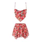 Vietnamese Spring Summer Hot Girl Three-Dimensional Light-Circle Strapless Tank Top With Irregular Lace Trim And Mini Skirt ERE9
