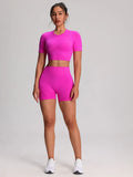 2pcs/sets Yoga Sport T-shirts Shorts Set Sportswear Woman Gym Seamless Workout Vest Shorts Leggings Activewear Women's Tracksuit
