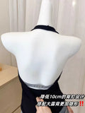Japan Style Seamless V-Neck Halter Bra Small Bust Petite Straps Open Back Sexy Underwear Women One Piece Comfort Fit Daily Wear