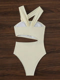 sexy 3D flower skew collar swimsuit one piece bikini hollow waist thong swimwear bodysuits women biquini bathing suits tankini
