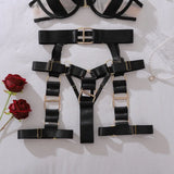 Toucheart Erotic Lingerie Stylish Metal Buckledecoration Personalized Bundled Steelring Push-up See-through Split Underwear Set