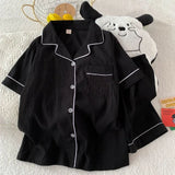 Thin Cotton Women's Short-sleeved Pajamas Set Summer Cute and Casual Sweet and Girly Thin Home Wear Set Sausage Dog Sleepwear