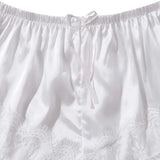 4PCS Women's Long Pajamas Set White Lace Satin Silk Night Lingerie Tops And Shorts Casual Sleepwear Loose Wedding Home Gown