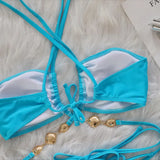 DEKA Brazilian Diamond Bikini Set Women Halter Blue Swimwear Female Swimsuit Bandage Bikini Set  Bathing Suit Swim Beach Wear