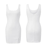 Women Sparkle Sequined Tank Dress Sleeveless U Neck Slim Fit Sexy Slit Mini Dress for Club Party Evening Summer