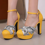 Summer New Style Fashion High-heeled Exposed Toes Women's Sandals Party Color Blocking Buckle Strap Square Heel Women's Sandals