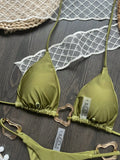 New Sexy Bikini Solid Color Lace-up Split Two-piece Swimsuit for Women