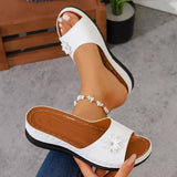 Lightweight Wedges Slippers Women 2025 Summer Flower Decor Thick Sole Sandals Woman Plus Size 36-43 Platform Beach Flip Flops