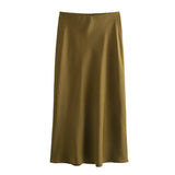 Foridol Autumn Winter Burgundy Satin Skirt Women Party Silk Skirt High Waist Straight Long Faldas Mujer Christmas Skirt