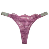 Rhinestone Lace Sexy Women Panties Floral Seamless Underwear G String Letter Transparent Thong For Female Low Rise Ladies Briefs